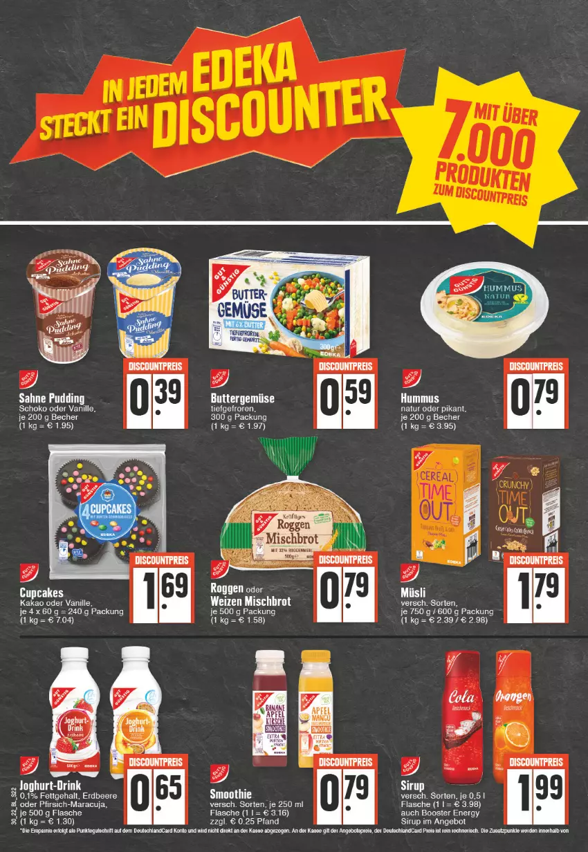 Aktueller Prospekt Edeka - Angebote der Woche - von 25.07 bis 30.07.2022 - strona 22 - produkty: angebot, Becher, beere, brot, discount, eis, erdbeere, flasche, kakao, LG, maracuja, natur, pfirsich, pudding, reis, sahne, schoko, sirup, smoothie, vanille