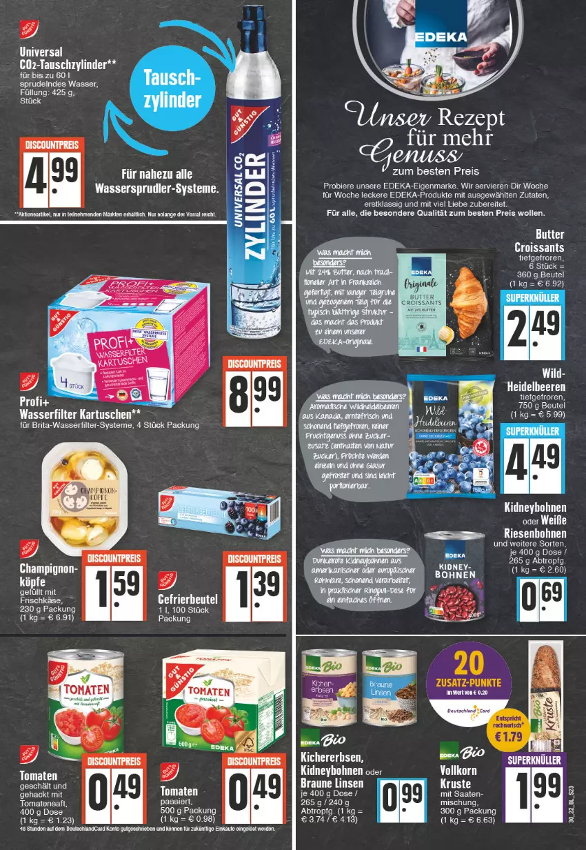 Aktueller Prospekt Edeka - Angebote der Woche - von 25.07 bis 30.07.2022 - strona 23 - produkty: beutel, bier, Biere, braun, brita, butter, deka, discount, eis, frischkäse, gefrierbeutel, Käse, korn, linsen, mac, reis, saft, Sprudel, tee, Ti, Tiere, tomate, tomaten, Tomatensaft, wasser, wasserfilter, wassersprudler, Wild, wolle