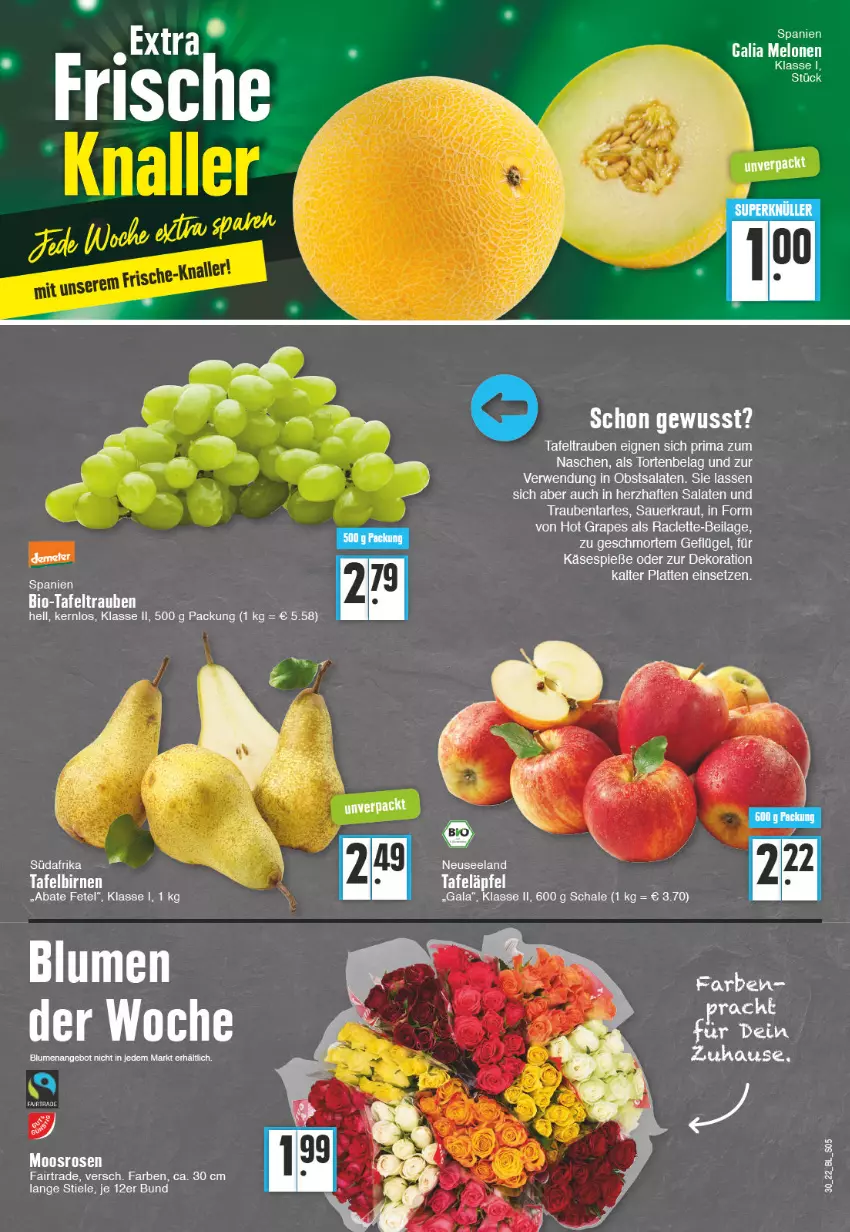 Aktueller Prospekt Edeka - Angebote der Woche - von 25.07 bis 30.07.2022 - strona 5 - produkty: auer, bio, Birnen, dekoration, Elan, Geflügel, ilag, Käse, Kraut, latte, obst, rosen, rwe, salat, salate, Sauerkraut, Schal, Schale, tafeläpfel, tafelbirnen, tafeltrauben, tee, Ti, torte, trauben