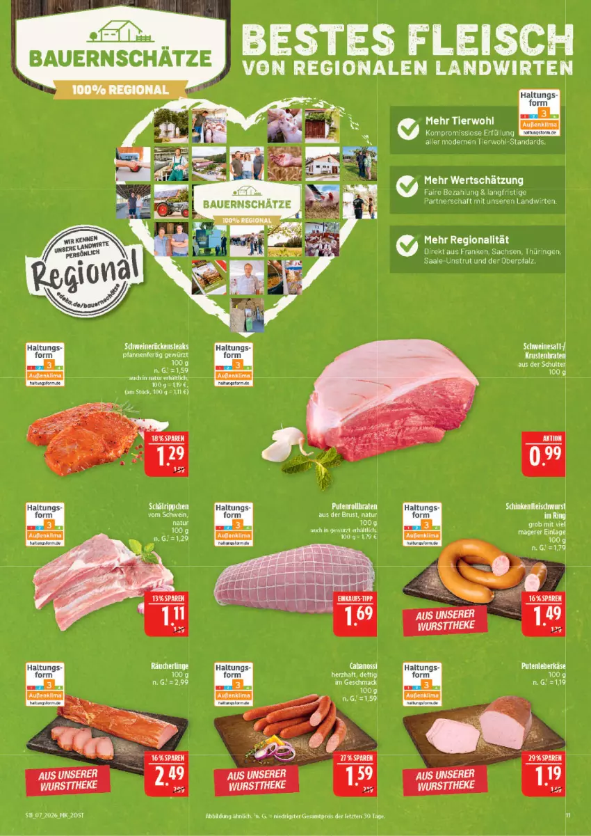 Aktueller Prospekt Marktkauf - Prospekt - von 08.02 bis 14.02.2026 - strona 11 - produkty: auer, Bau, Bauer, Cabanossi, dell, eis, ente, fleisch, fleischwurst, mac, Mode, natur, Räucherling, reis, ring, sac, schinken, schinkenfleischwurst, Ti, wurst, ZTE