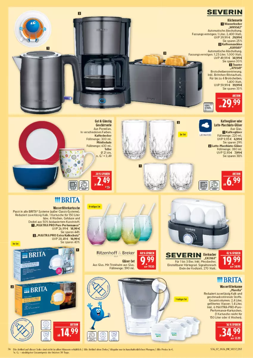 Aktueller Prospekt Marktkauf - Prospekt - von 08.02 bis 14.02.2026 - strona 36 - produkty: ACC, auto, Becher, bio, brita, brot, brötchen, chia, decke, Deckel, eier, eis, elle, geschirr, Geschirrserie, Gläser, kaffee, kaffeebecher, kaffeemaschine, Kocher, küche, Küchen, latte, leonardo, mac, macchiato, Maxtra, Messbecher, müsli, Müslischale, reis, rel, Schal, Schale, severin, Signal, teller, Ti, tisch, toast, toaster, wasser, wasserfilter, wasserkocher, ZTE