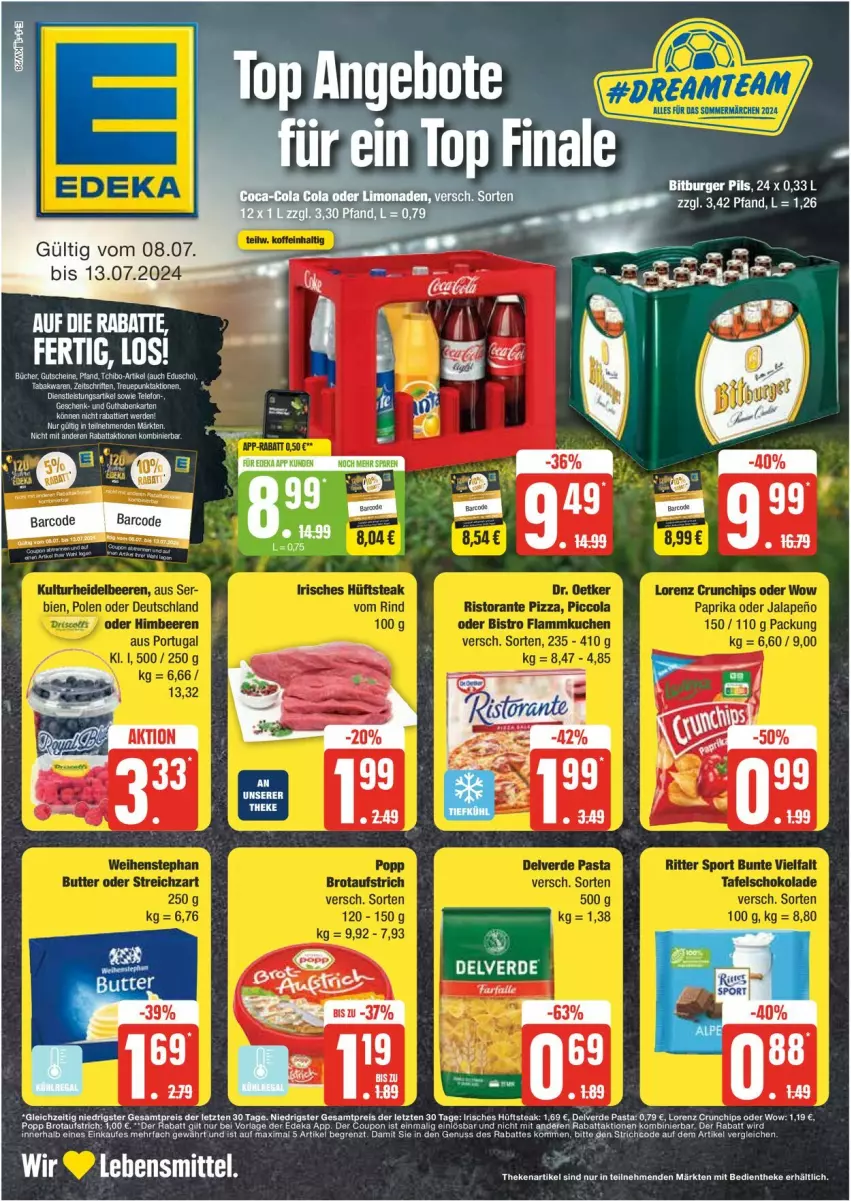 Aktueller Prospekt Edeka - Prospekte - von 08.07 bis 13.07.2024 - strona 1 - produkty: chips, crunchips, deka, eduscho, erde, gutschein, gutscheine, lebensmittel, lorenz, lorenz crunchips, nuss, pasta, Tchibo, Ti