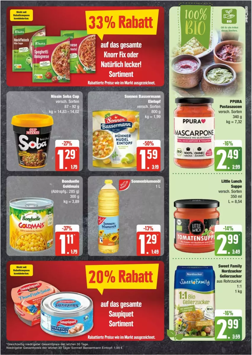 Aktueller Prospekt Edeka - Prospekte - von 08.07 bis 13.07.2024 - strona 13 - produkty: bonduelle, eintopf, eis, elle, gelierzucker, hühner, nordzucker, nudel, pasta, reis, rohrzucker, sauce, saucen, suppe, Sweet Family, Ti, Tiere, topf, ZTE, zucker