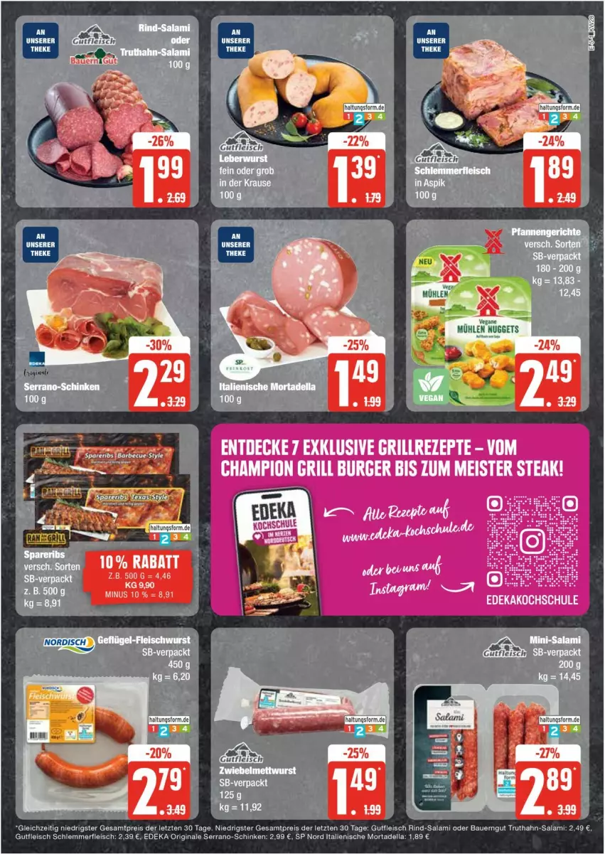 Aktueller Prospekt Edeka - Prospekte - von 08.07 bis 13.07.2024 - strona 5 - produkty: auer, Bau, Bauer, bauerngut, deka, dell, eis, fleisch, gin, gutfleisch, mortadella, nuggets, reis, rind, salami, schinken, serrano, Ti, truthahn, ZTE