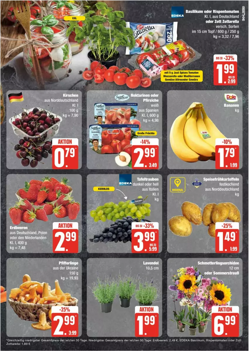 Aktueller Prospekt Edeka - Prospekte - von 08.07 bis 13.07.2024 - strona 9 - produkty: basilikum, beere, beeren, deka, eis, erdbeere, erdbeeren, gewürz, LG, mozzarella, reis, rel, rispentomaten, Ti, tomate, tomaten, topf, zott, zottarella, ZTE