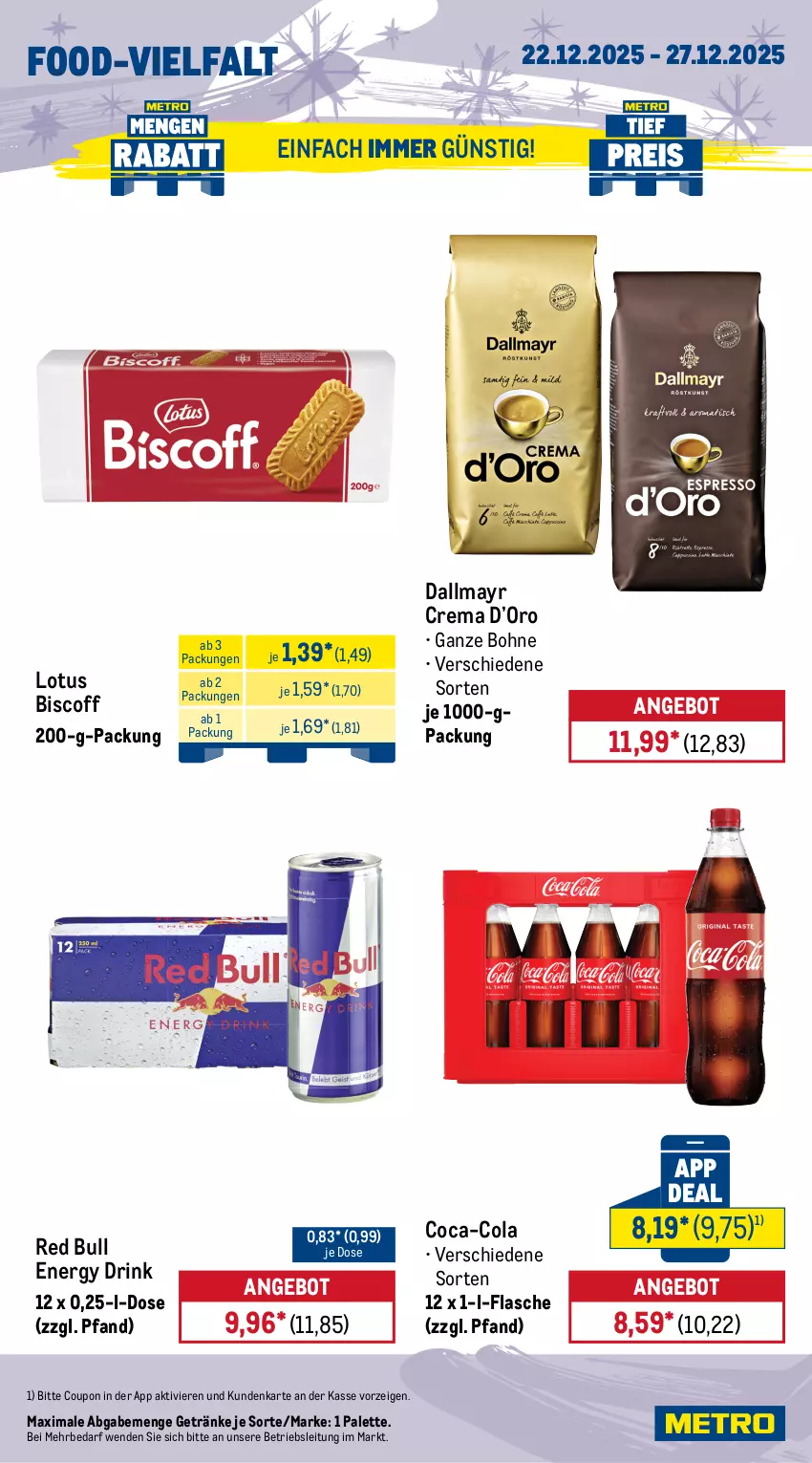 Aktueller Prospekt Metro - Wochen-Angebote Gastro - von 22.12 bis 27.12.2025 - strona 13 - produkty: angebot, biscoff, bohne, coca-cola, cola, coupon, dallmayr, drink, energy drink, flasche, getränk, getränke, gewürz, gewürzketchup, Hela, ketchup, knorr, Palette, red bull, sauce, Ti