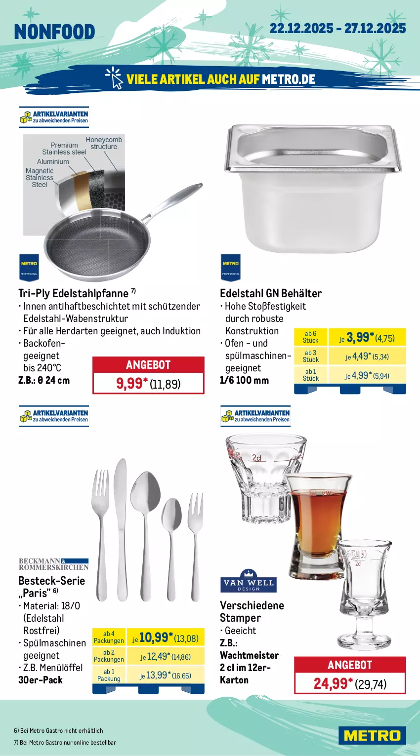Aktueller Prospekt Metro - Wochen-Angebote Gastro - von 22.12 bis 27.12.2025 - strona 21 - produkty: angebot, auer, backofen, Behälter, besteck, edelstahl, eis, elle, geschirr, herdarten, induktionskochfeld, kochfeld, küche, Küchen, küchenmaschine, Löffel, Meister, Metro, metro gastro, Ofen, pfanne, reis, Ria, rwe, Schere, Schneebesen, schüssel, Schütze, spülmaschinen, teller, Ti, Trockner, wärmepumpentrockner, werkzeug, werkzeuge