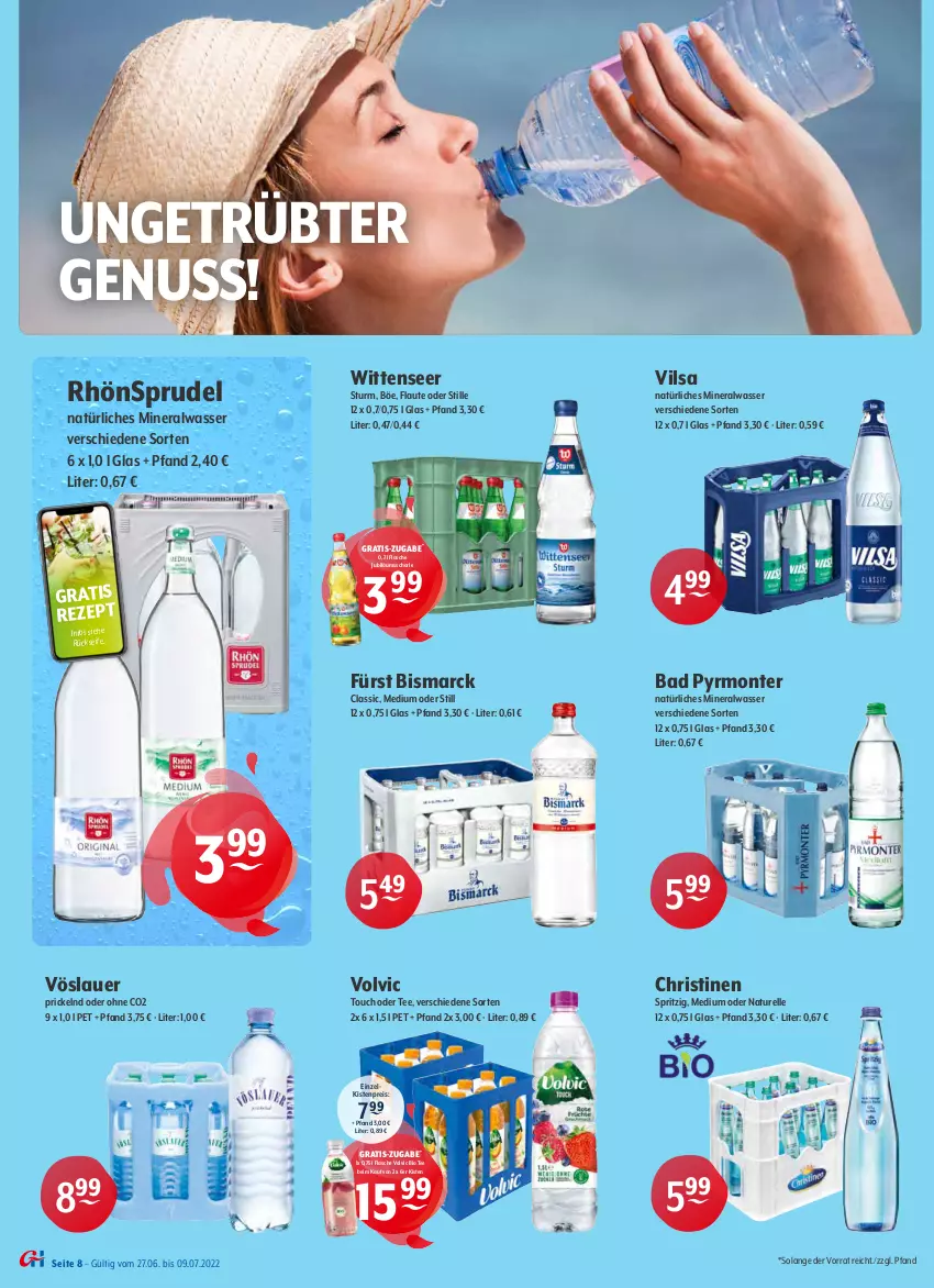 Aktueller Prospekt Getraenke Hoffmann - Prospekte - von 27.06 bis 09.07.2022 - strona 8 - produkty: alkohol, Alwa, Astra, auer, Bad, bier, bio, bismarck, budweiser, eis, elle, erdinger, flasche, gin, Jubiläums, mineralwasser, monte, natur, natürliches mineralwasser, nuss, pils, pilsener, radler, reis, rel, rezept, RhönSprudel, schorle, Sprudel, tee, Ti, veltins, veltins pilsener, vilsa, volvic, vöslauer, wasser, weissbier