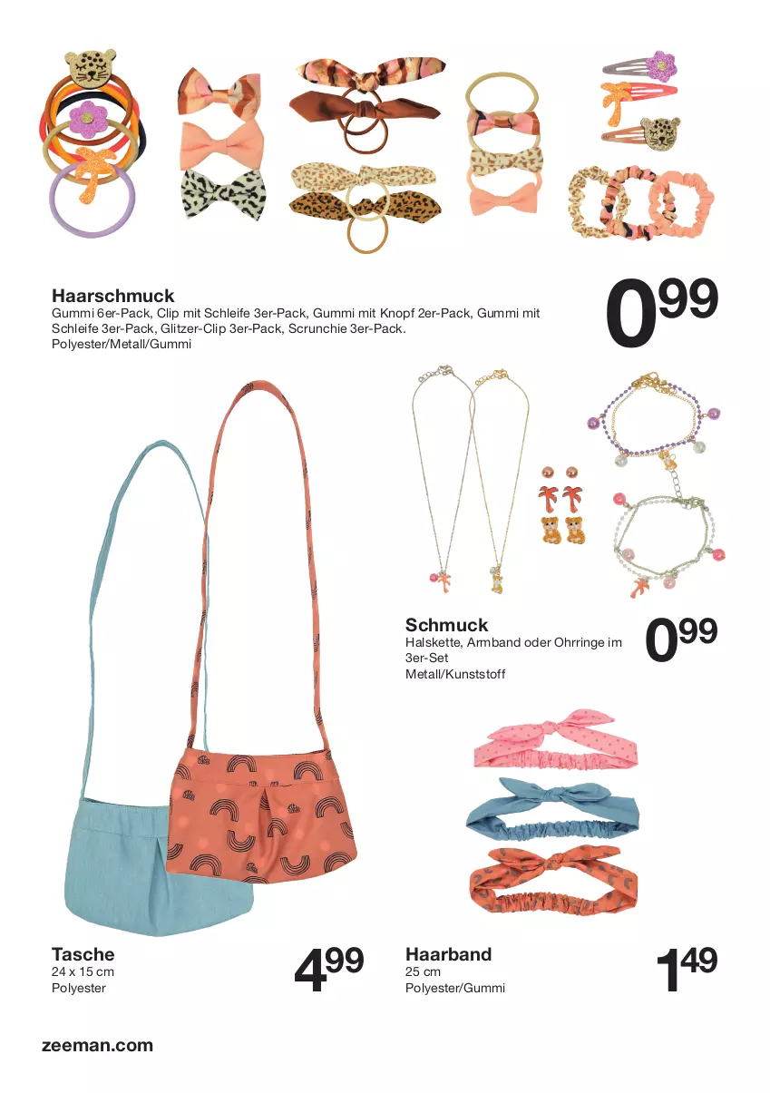 Aktueller Prospekt Zeeman - Prospekte - von 02.04 bis 15.04.2022 - strona 26 - produkty: Armband, Haarschmuck, Halskette, Kette, Ohrringe, ring, Schmuck, Tasche