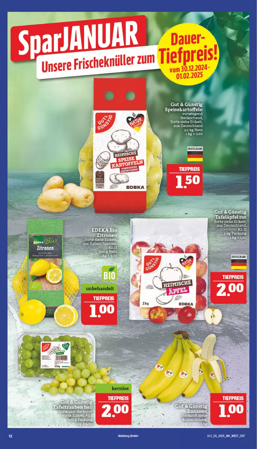 Aktueller Prospekt Marktkauf - Prospekt - von 12.01 bis 18.01.2025 - strona 12 - produkty: cola, eis, kartoffel, kartoffeln, reis, speisekartoffeln, Ti, tiefpreis, zitrone, zitronen