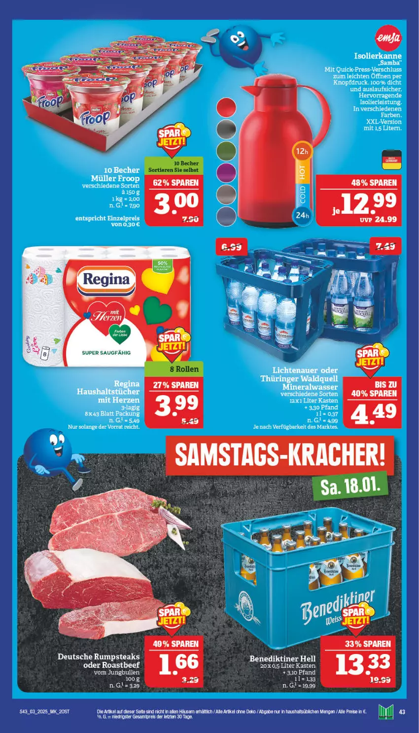 Aktueller Prospekt Marktkauf - Prospekt - von 12.01 bis 18.01.2025 - strona 43 - produkty: beef, eis, froop, isolierkanne, jungbullen, Müller, müller froop, reis, roastbeef, rum, rumpsteak, steak, steaks, Ti