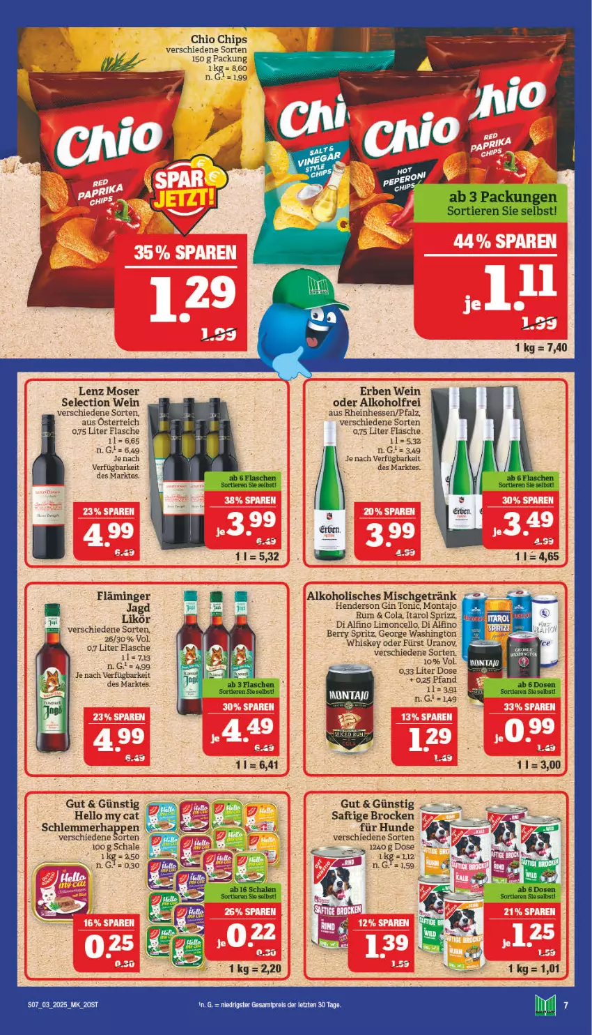 Aktueller Prospekt Marktkauf - Prospekt - von 12.01 bis 18.01.2025 - strona 7 - produkty: alkohol, Brock, chio chips, chips, cola, eis, enders, flasche, getränk, gin, Lenz Moser, likör, limo, moser, reis, rum, saft, Schal, Schale, Sprizz, Ti, tonic, wein, whiskey, ZTE