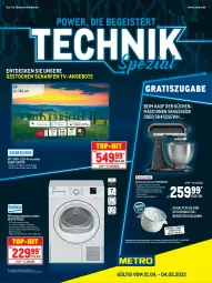 Gazetka promocyjna Metro - Technik Spezial - Gazetka - ważna od 04.05 do 04.05.2022 - strona 1 - produkty: angebot, angebote, auto, decke, edelstahl, eis, elle, erde, fernseher, gin, jeans, Kinder, KitchenAid, küche, Küchen, küchenmaschine, LG, Metro, natur, natura, reis, rwe, Schneebesen, schüssel, Spezi, teller, Ti, tisch, top-hit, Trockner, uhd, wärmepumpentrockner