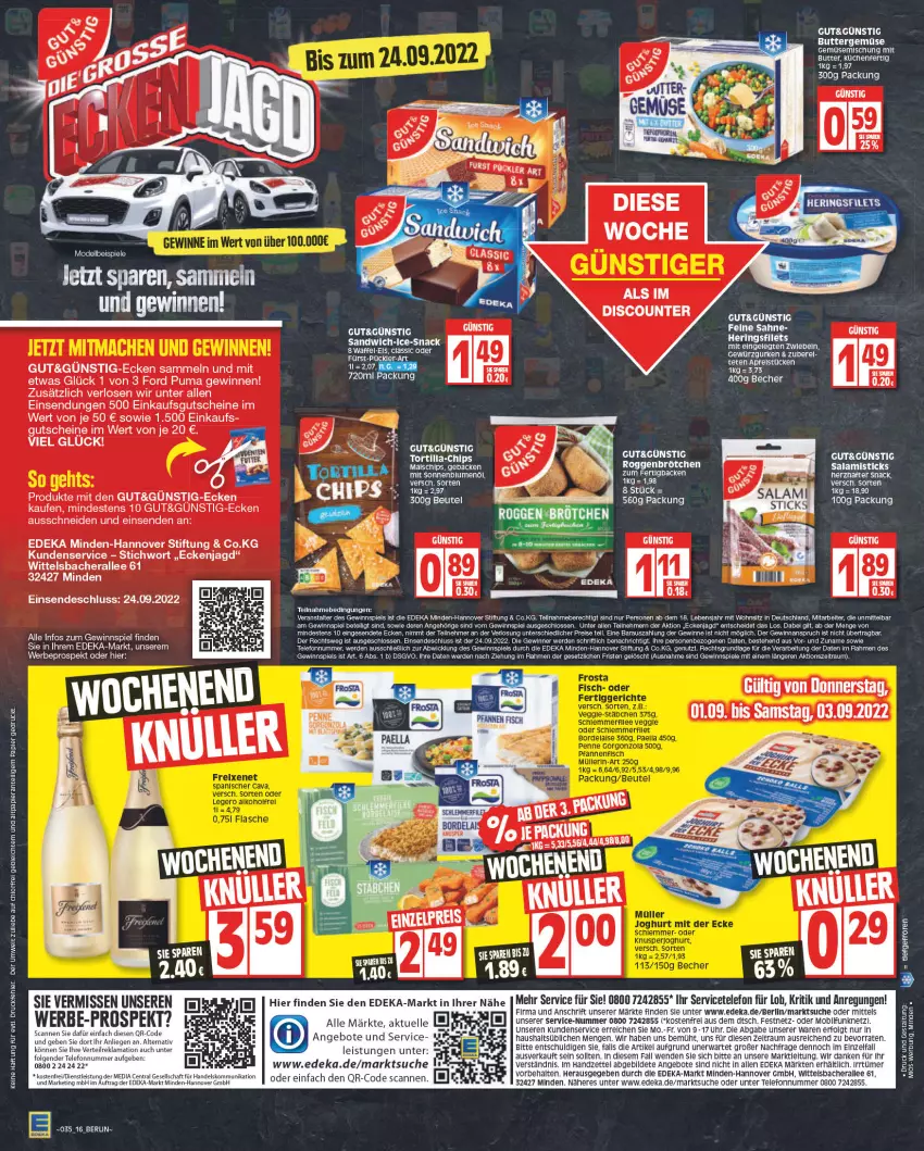 Aktueller Prospekt Edeka - Angebote der Woche - von 29.08 bis 03.09.2022 - strona 16 - produkty: angebot, angebote, beutel, blume, blumen, blumenöl, brötchen, butter, chips, deka, dell, eier, eis, elle, erde, geback, gewinnspiel, gutschein, gutscheine, küche, Küchen, LG, Liege, mais, Mode, papier, puma, reis, rel, roggenbrötchen, sahne, salami, snack, sonnenblume, sonnenblumen, sonnenblumenöl, Spiele, telefon, Ti, tortilla, uhr, WICK, zwiebel, zwiebeln