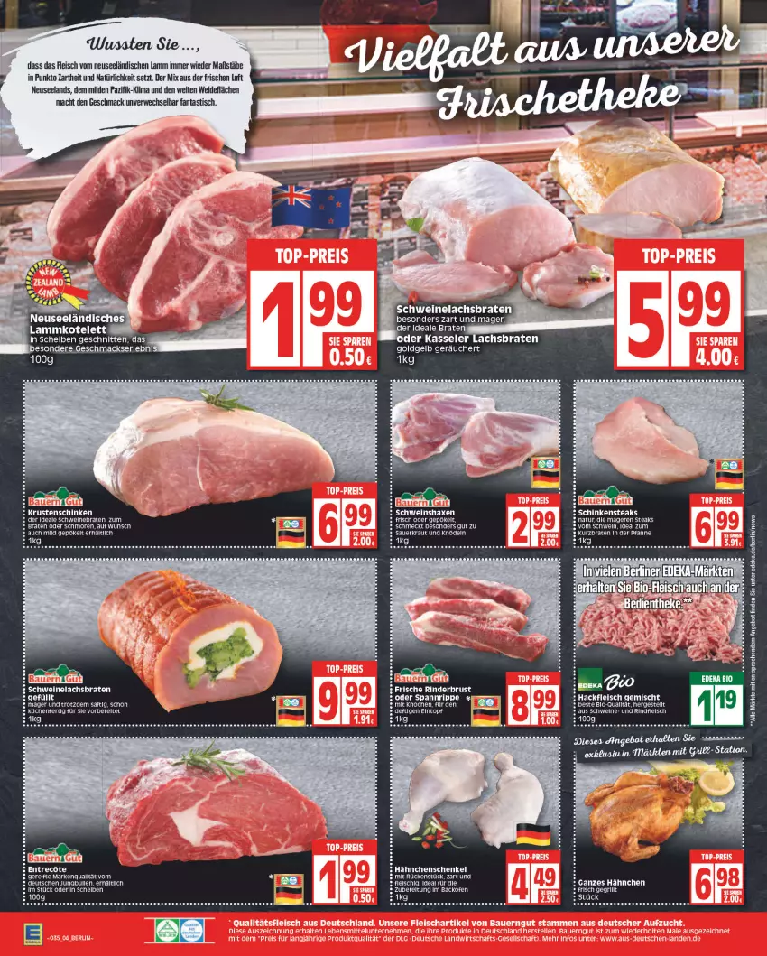 Aktueller Prospekt Edeka - Angebote der Woche - von 29.08 bis 03.09.2022 - strona 4 - produkty: angebot, asti, auer, axe, backofen, berliner, bio, braten, deka, edeka bio, eier, eintopf, eis, Elan, fanta, fleisch, hackfleisch, hackfleisch gemischt, hähnchenschenkel, Haxe, henkel, jungbullen, Knödel, kotelett, Kraut, Krustenschinken, küche, Küchen, lachs, Lachsbraten, lamm, lammkotelett, mac, Ofen, rel, rind, rindfleisch, rwe, saft, Sauerkraut, schenkel, schinken, schnitten, schwein, schweine, Schweinelachs, steak, steaks, tee, Ti, tisch, topf, wein, weine