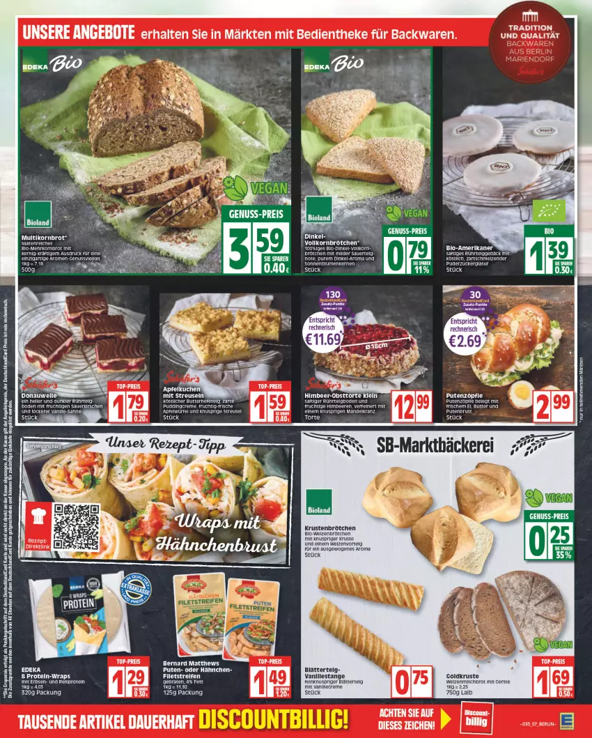 Aktueller Prospekt Edeka - Angebote der Woche - von 29.08 bis 03.09.2022 - strona 7 - produkty: angebot, angebote, angebotspreis, apfel, auer, backwaren, beere, beeren, bio, bioland, blätterteig, braten, brot, brötchen, butter, creme, deka, deutschlandcard, discount, eis, elle, erbsen, erde, frucht, Hefe, himbeer, himbeere, himbeeren, kirsch, kirsche, kirschen, korn, Kornbrot, Kranz, LG, mandel, mit frucht, obst, pudding, pute, reis, rel, saft, sauerkirschen, Ti, top-preis, torte, vanille, Vanillestange, weizenmischbrot, würfel, zucker