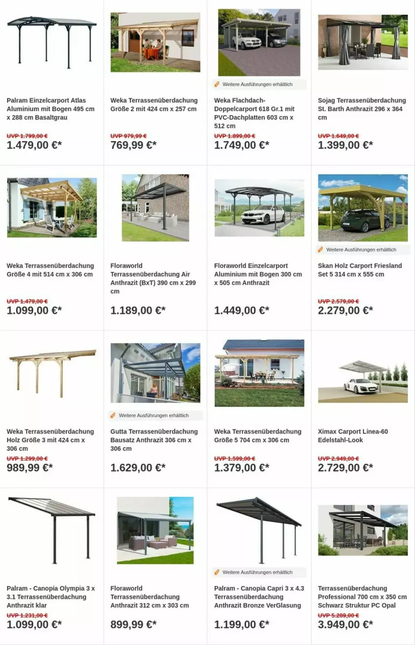 Aktueller Prospekt Obi - Prospekte - von 11.07 bis 19.07.2023 - strona 16 - produkty: Bau, Cap, Carport, edelstahl, Holz, HP, latte, soja, Terrassenüberdachung, weka