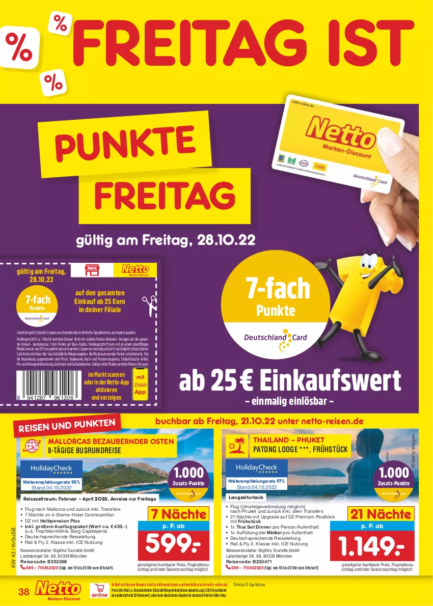 Aktueller Prospekt Netto Marken-Discount - Filial-Angebote - von 24.10 bis 29.10.2022 - strona 38 - produkty: Berger, bestpreis, buch, Cap, coupon, deutschlandcard, discount, eduscho, eis, erde, guthabenkarte, gutschein, gutscheine, mac, marken-discount, milch, ndk, pool, pril, Rauch, reis, reiseveranstalter, Tchibo, Ti, uhr, usb, versandkostenfrei