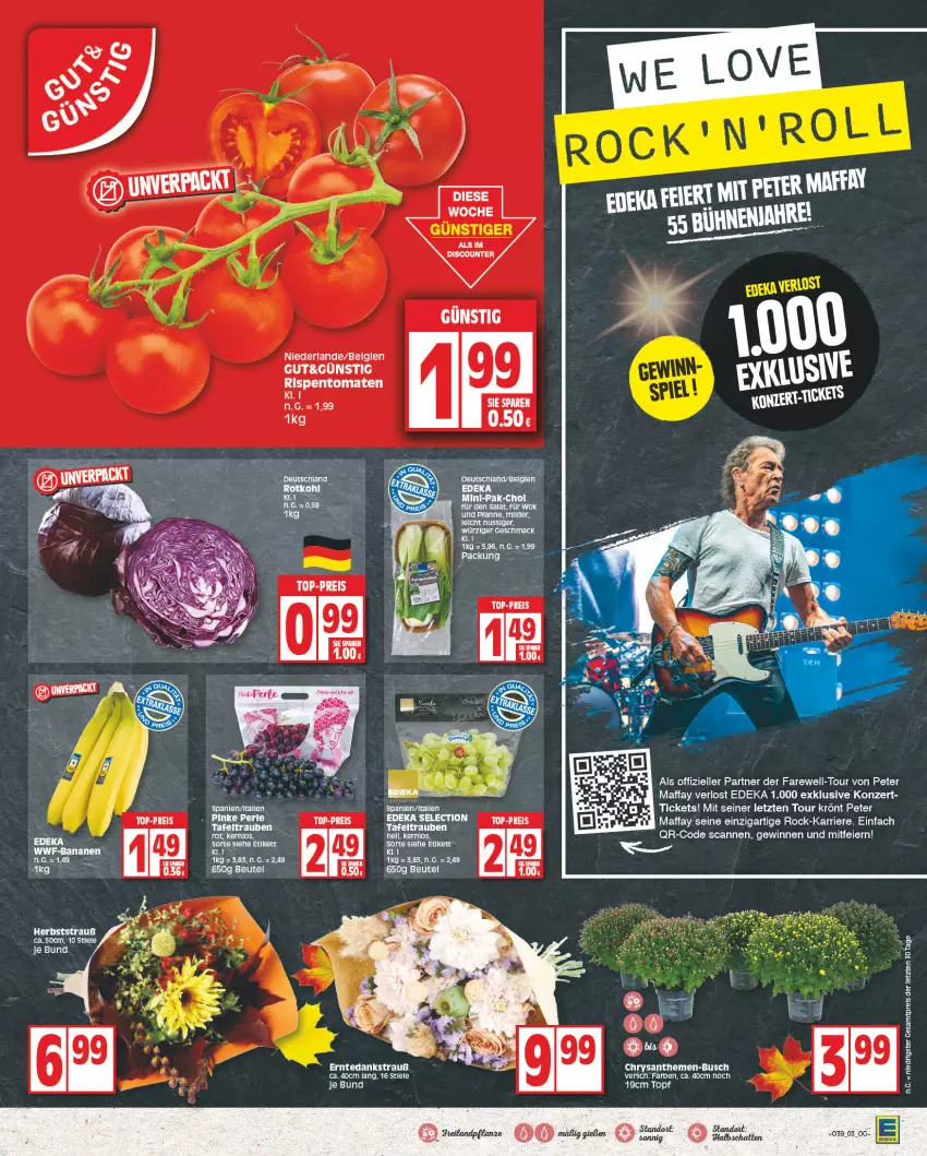 Aktueller Prospekt Edeka - Angebote der Woche - von 25.09 bis 30.09.2023 - strona 3 - produkty: chrysanthemen, deka, discount, eier, eis, elle, LG, mac, nuss, pfanne, reis, rispentomaten, Ti, tomate, tomaten, top-preis, topf, und pfanne, ZTE