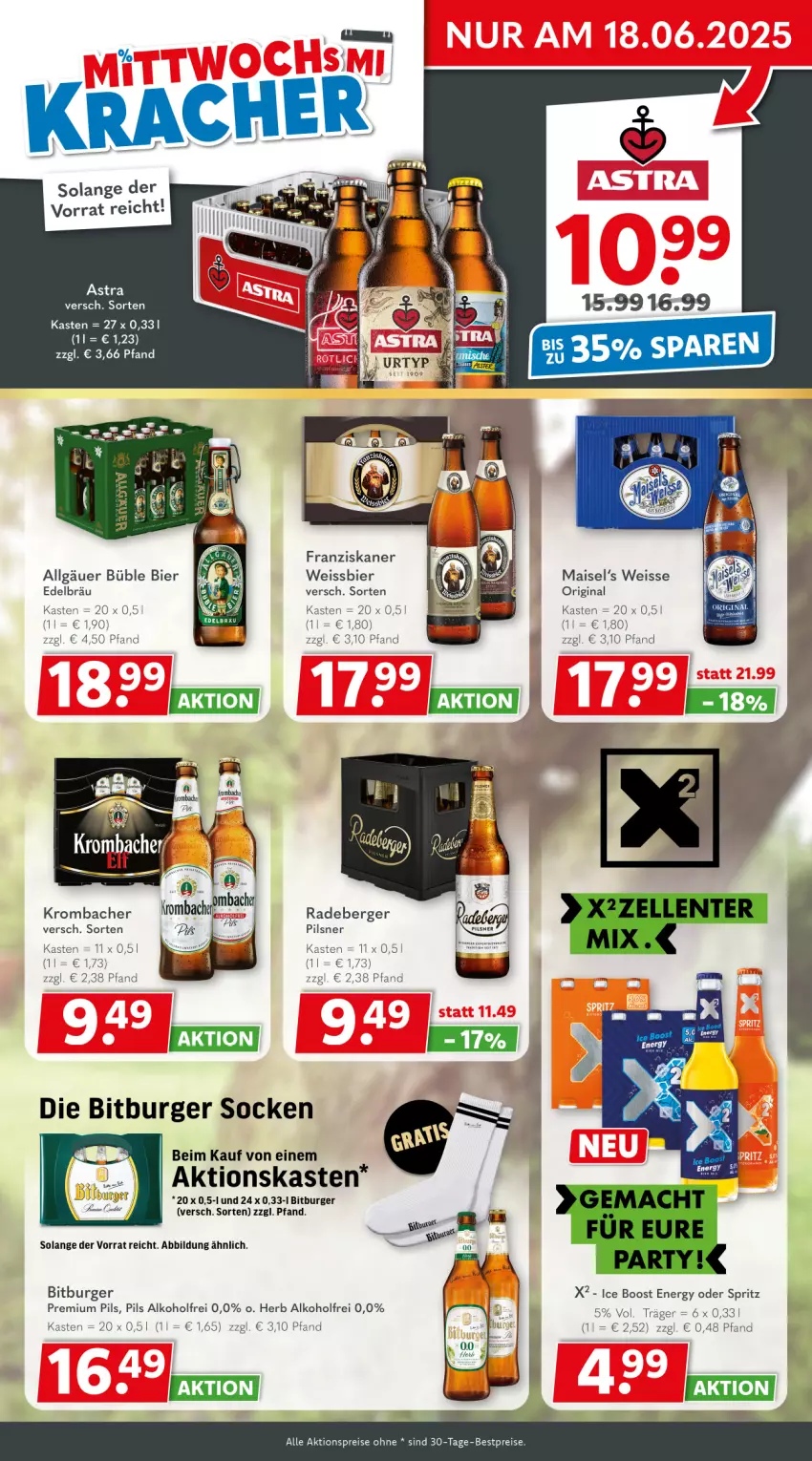 Aktueller Prospekt Getraenkeland - von 09.06 bis 20.06.2025 - strona 3 - produkty: aktionspreis, alkohol, Berger, bestpreis, bestpreise, bett, bier, bitburger, burger, eis, franziskaner, gin, krombache, krombacher, mais, pils, pilsner, premium pils, radeberger, radeberger pilsner, reis, socken, Ti, weissbier