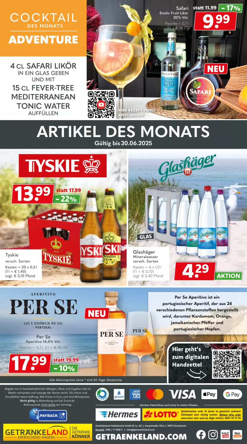 Aktueller Prospekt Getraenkeland - von 09.06 bis 20.06.2025 - strona 8 - produkty: abholpreise, aktionspreis, Alwa, aperitif, bestpreis, bestpreise, eis, Elan, fever-tree, flasche, getränk, getränke, likör, mac, mineralwasser, orange, pfeffer, pflanze, pflanzen, reis, Ti, tonic, tonic water, tyskie, wasser