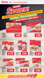 Gazetka promocyjna Famila - Prospekte - Gazetka - ważna od 30.07 do 30.07.2022 - strona 16 - produkty: beutel, Cabanossi, chili, dip, discount, eis, frischkäse, Geflügel, grill, kartoffel, Käse, mozzarella, nuggets, pommes, reis, rel, salami, Ti, wiener, wiener würstchen, würstchen