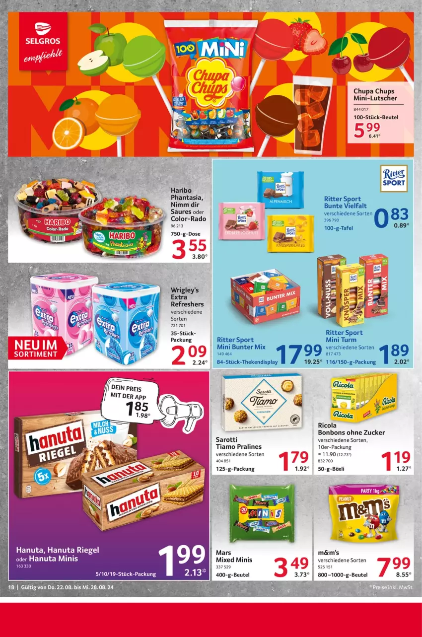 Aktueller Prospekt Selgros - Food - von 22.08 bis 28.08.2024 - strona 18 - produkty: beutel, bonbons, chupa, chupa chups, cola, Lutscher, Ricola, saro, sarotti, tee, Ti, zucker