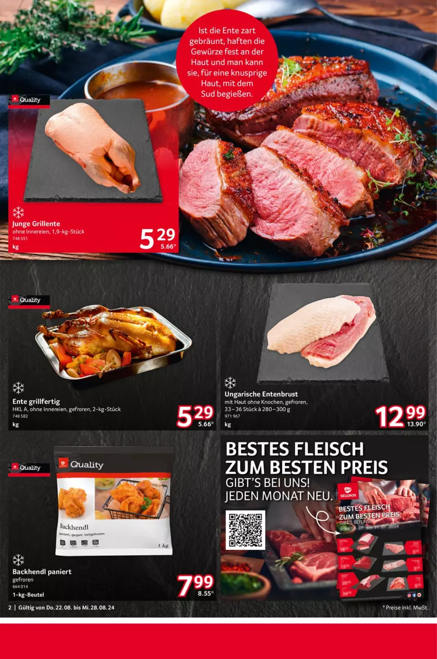 Aktueller Prospekt Selgros - Food - von 22.08 bis 28.08.2024 - strona 2 - produkty: Backhendl, eis, ente, Entenbrust, fleisch, gewürz, grill, Hendl, LG, reis, rel, sac, Ti