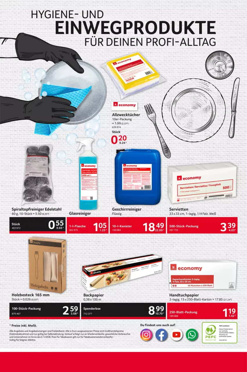 Aktueller Prospekt Selgros - Eigenmarken - von 17.10 bis 30.10.2024 - strona 8 - produkty: Allzwecktücher, angebot, angebote, besteck, edelstahl, eis, gabel, geschirr, Glasreiniger, handtuch, Holz, HP, LG, papier, Rauch, reiniger, reis, Serviette, servietten, Ti, topf, tuc, tücher, weck