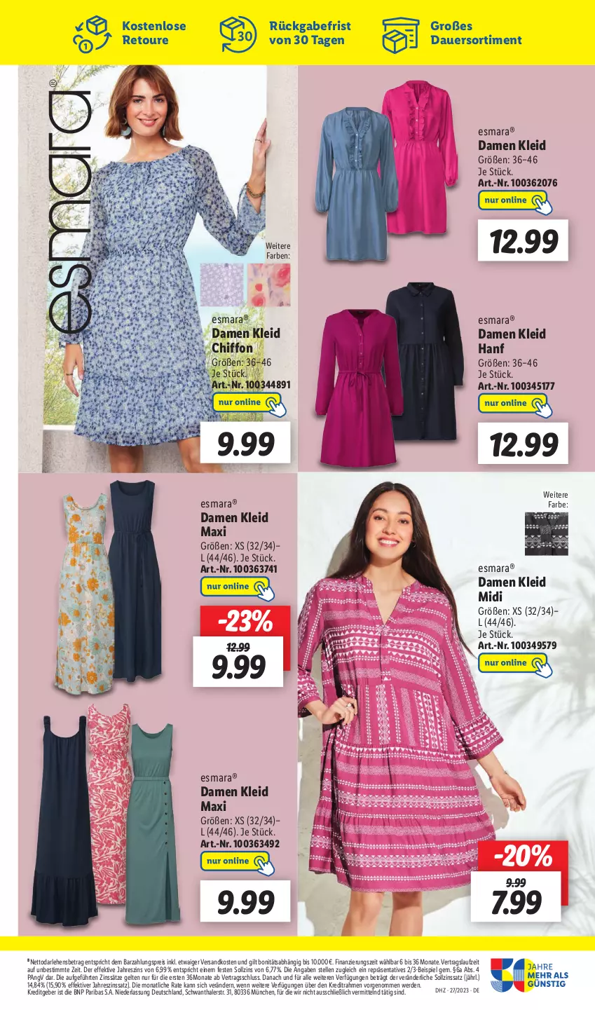 Aktueller Prospekt Lidl - Wochen-Highlights im Onlineshop - von 03.07 bis 09.07.2023 - strona 7 - produkty: auer, damen kleid, eis, elle, erde, esmara, kleid, ndk, reis, Ti