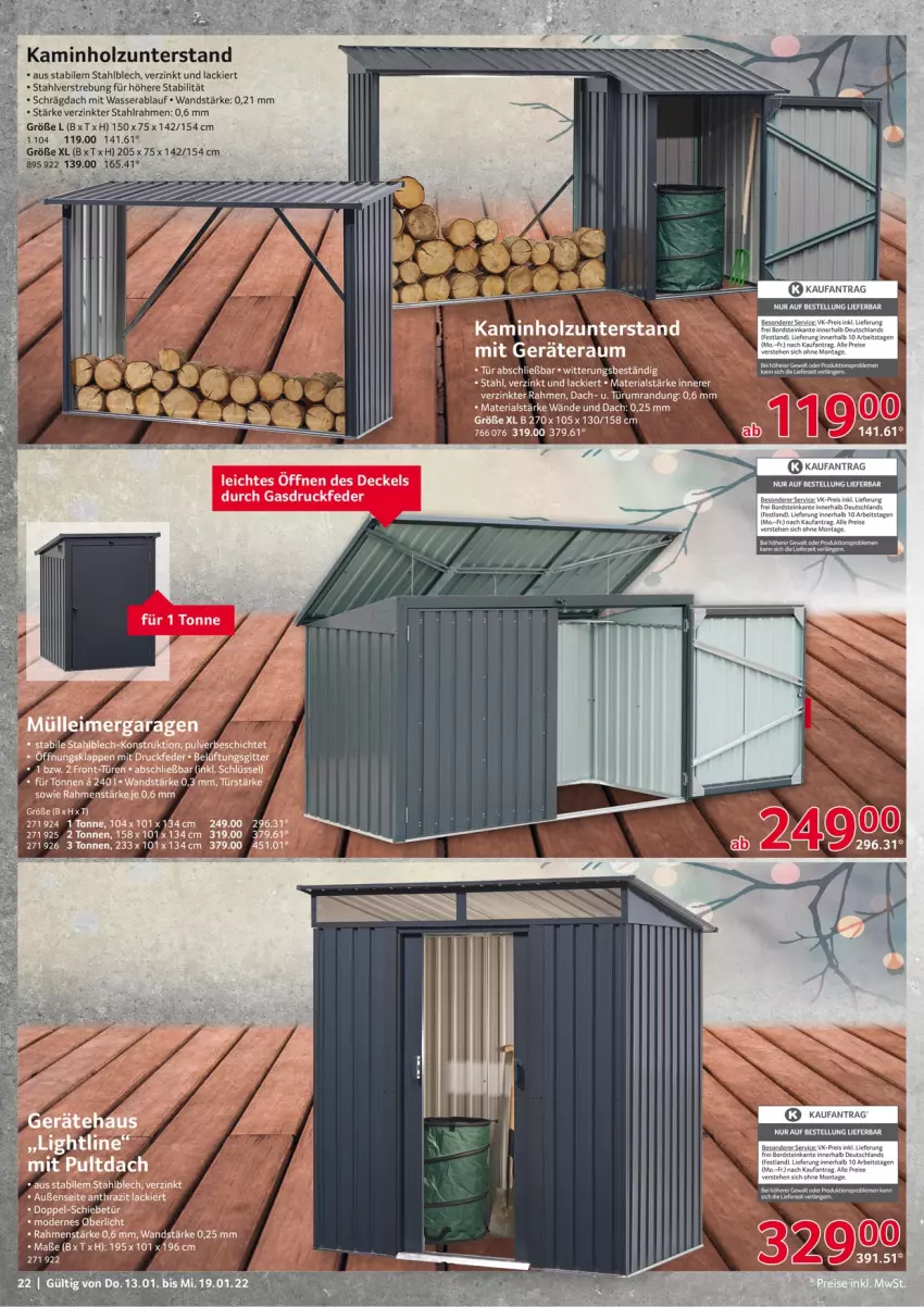 Aktueller Prospekt Selgros - Vorschau:
            Nonfood - von 13.01 bis 19.01.2022 - strona 22 - produkty: decke, Deckel, eis, Holz, Kamin, Kaminholz, lack, Lüftungsgitter, Mode, reis, Ria, rum, Ti, wasser