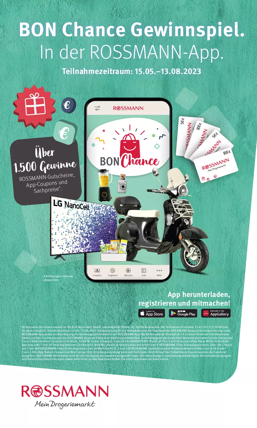 Aktueller Prospekt Rossmann - Prospekte - von 06.05 bis 19.05.2023 - strona 5 - produkty: angebot, angebote, classico, coupon, coupons, eis, Elektro, Elektroroller, erde, gewinnspiel, gutschein, gutscheine, HP, kamera, Kameras, LG, mac, Mixer, rabatt-coupon, reis, Roller, sac, standmixer, tefal, Ti, uhr, wedel