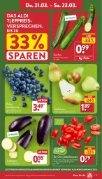 Gazetka promocyjna Aldi Nord - Von Montag - Gazetka - ważna od 23.03 do 23.03.2024 - strona 27 - produkty: aldi, angebot, aubergine, beere, beeren, bio, Birnen, datteltomaten, eis, gin, heidelbeere, heidelbeeren, reis, Schal, Schale, tafelbirnen, Ti, tomate, tomaten, trolli, ZTE, zucchini