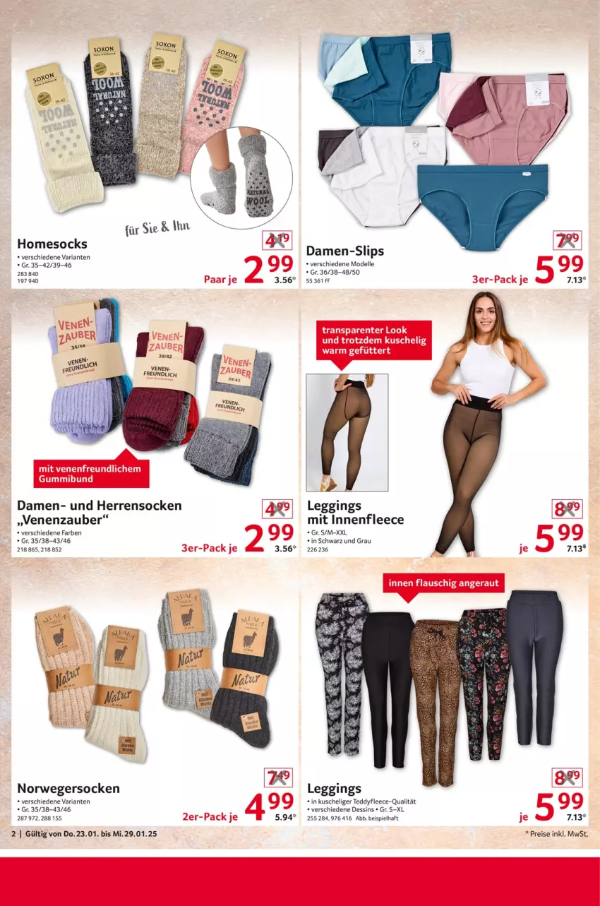 Aktueller Prospekt Selgros - Non Food - von 23.01 bis 29.01.2025 - strona 2 - produkty: Damen-Slip, damen-slips, dell, eis, elle, gin, Herrensocken, leggings, Mode, Norwegersocken, reis, Ria, rwe, slip, slips, socken, Ti