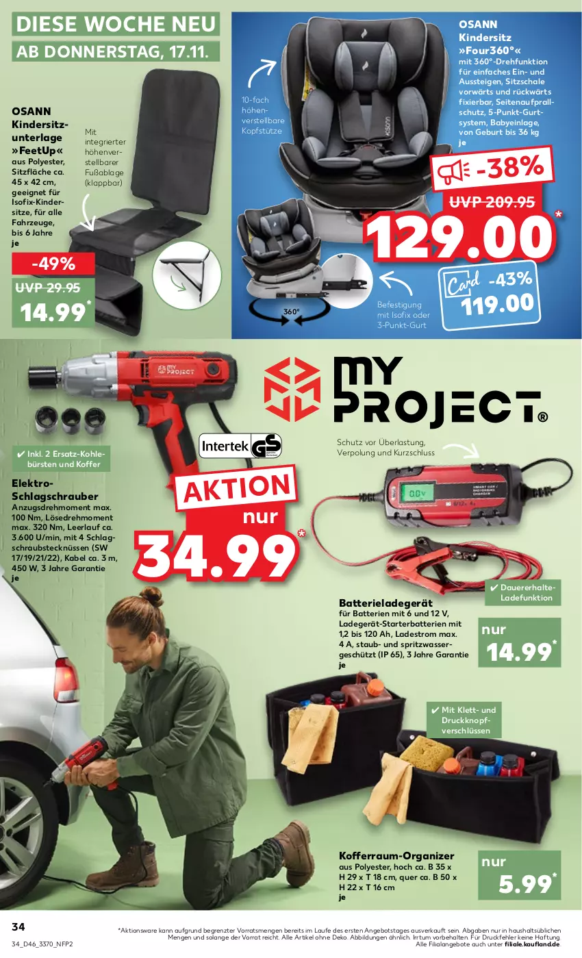 Aktueller Prospekt Kaufland - von 17.11 bis 23.11.2022 - strona 34 - produkty: angebot, angebote, Anzug, auer, batterie, batterien, bürste, bürsten, Elektro, Isofix-Kindersitze, Kinder, Kindersitz, koffer, kopfstütze, ladegerät, Schal, Schale, Ti, wasser, ZTE