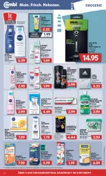 Gazetka promocyjna Combi - Prospekte - Gazetka - ważna od 25.06 do 25.06.2022 - strona 18 - produkty: Adidas, Antitranspirant, Apotheke, auer, axe, balsam, bier, body, body lotion, body milk, bodyspray, brause, Colorationen, deo, deodorant, deospray, doppelherz, dove, dusche, eis, elmex, flasche, Flohsamenschalen, fructis, garnier, Gesichtswasser, gillette, ilag, kneipp, listerine, Lotion, Maske, Mundhygiene, mundspülung, nivea, Parodontax, pasta, pflegedusche, Q10, rasierapparat, reis, Schaebens, Schal, Schale, shampoo, shampoo oder spülung, spülung, tablet, tablett, Tablette, Tagespflege, Ti, total care, wasser, zahnpasta