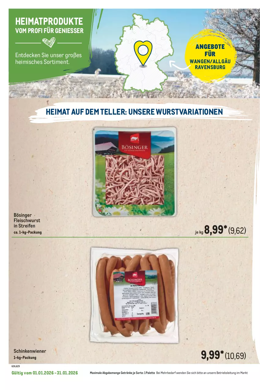 Aktueller Prospekt Metro - Regionaler Flyer - Seite 48 - von 01.01 bis 31.01.2026 - strona 104 - produkty: angebot, angebote, decke, eis, elle, fleisch, fleischwurst, getränk, getränke, LG, Palette, reifen, Ria, schinken, teller, Ti, wiener, wurst