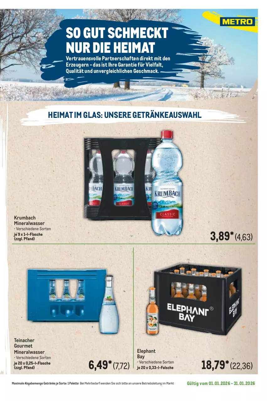 Aktueller Prospekt Metro - Regionaler Flyer - Seite 48 - von 01.01 bis 31.01.2026 - strona 105 - produkty: Alwa, Elephant Bay, flasche, getränk, getränke, krumbach, mac, mineralwasser, Palette, rum, Ti, wasser