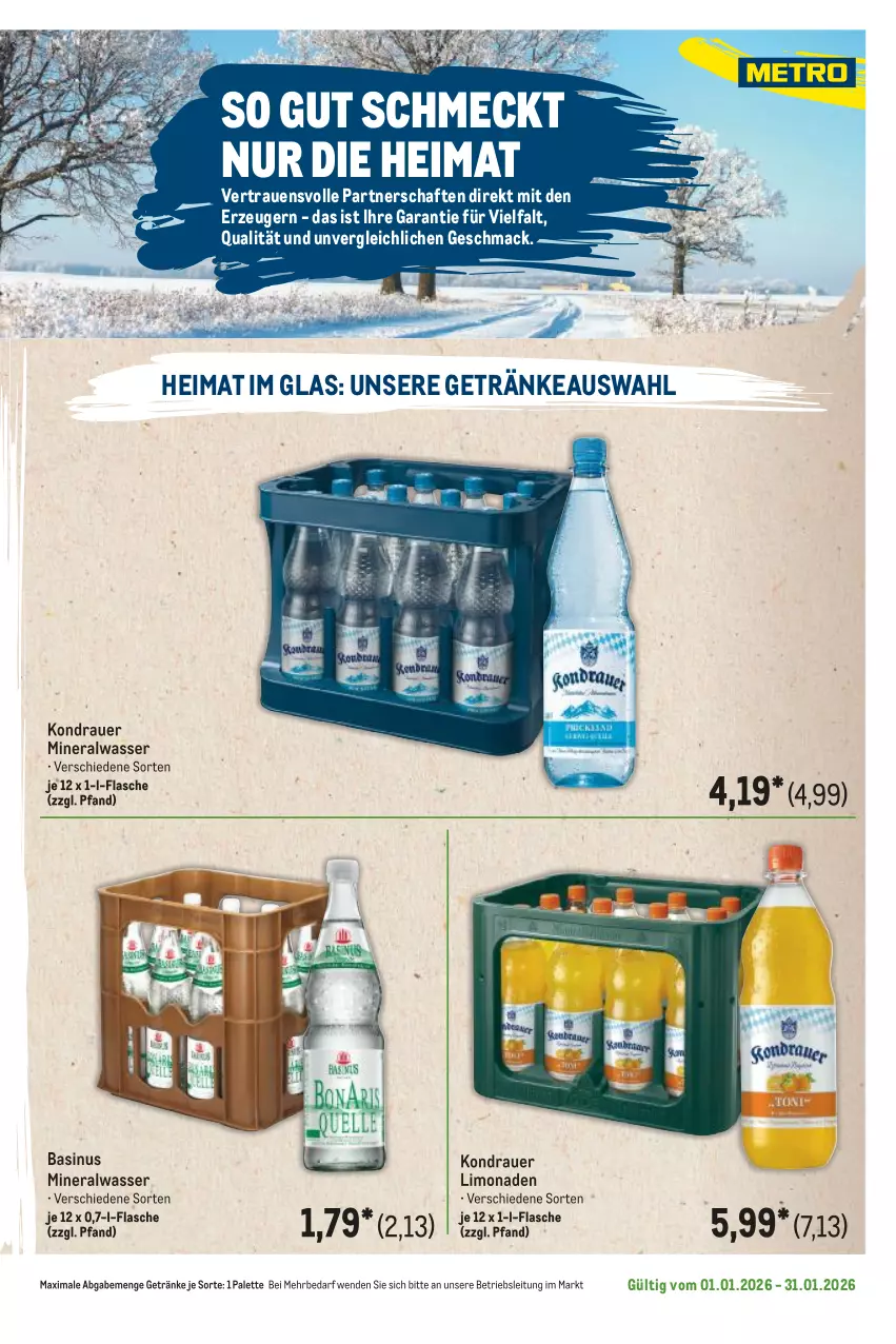 Aktueller Prospekt Metro - Regionaler Flyer - Seite 48 - von 01.01 bis 31.01.2026 - strona 107 - produkty: Alwa, auer, flasche, getränk, getränke, limo, limonade, limonaden, mac, mineralwasser, Palette, Ti, wasser