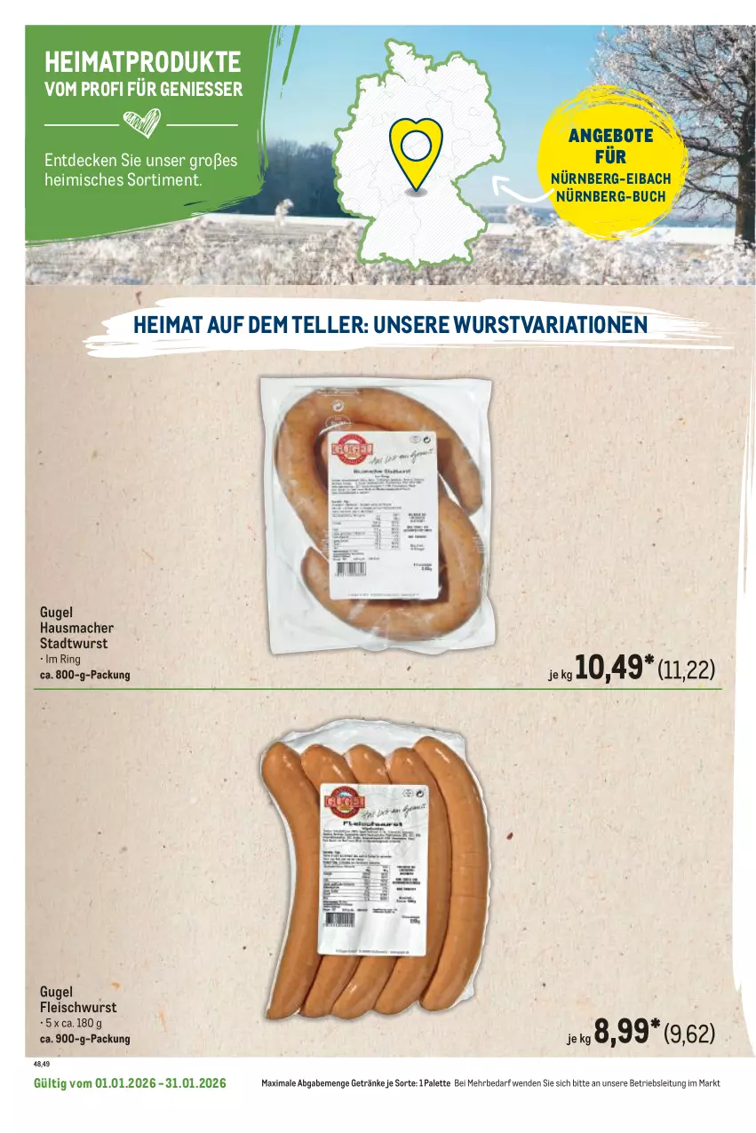 Aktueller Prospekt Metro - Regionaler Flyer - Seite 48 - von 01.01 bis 31.01.2026 - strona 108 - produkty: angebot, angebote, buch, decke, eis, elle, fleisch, fleischwurst, getränk, getränke, Hausmacher, mac, Palette, Ria, ring, teller, Ti, wurst