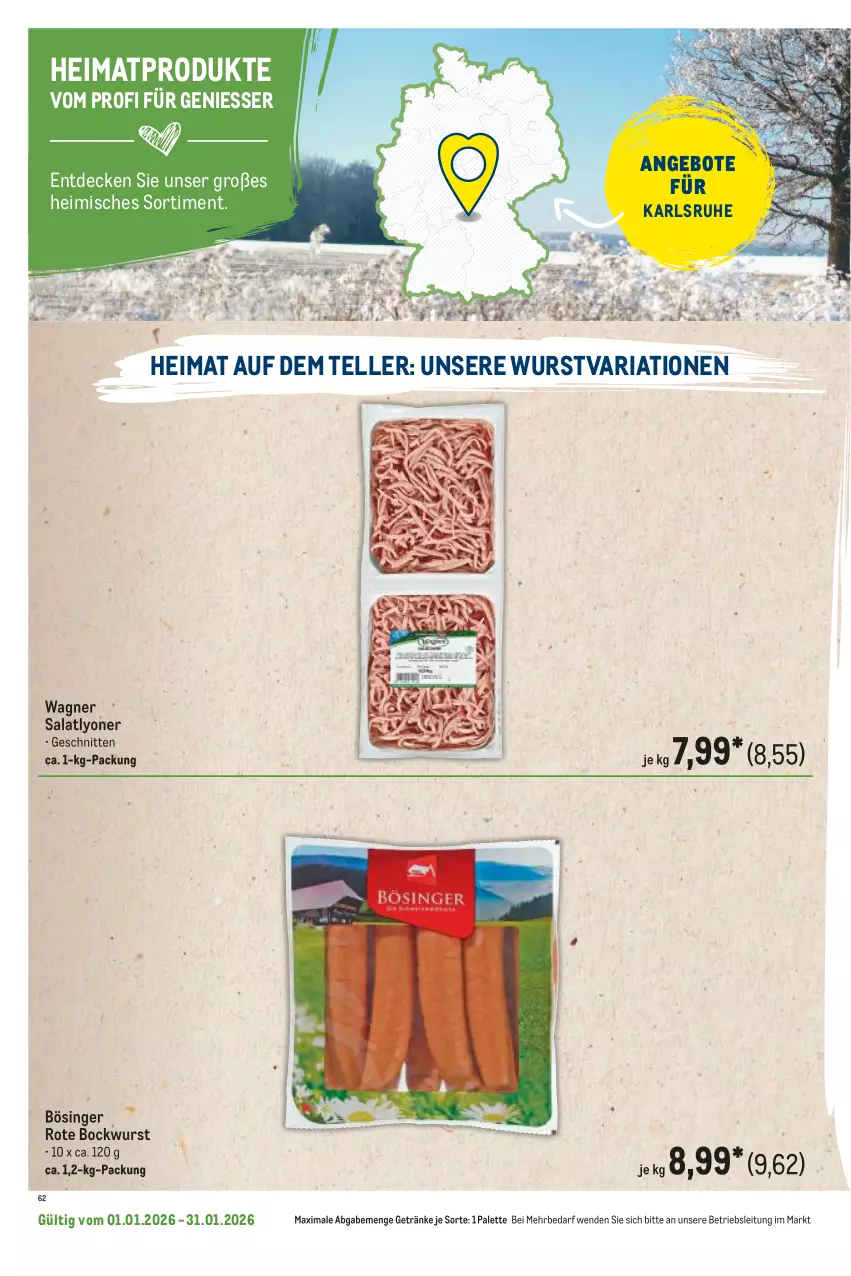 Aktueller Prospekt Metro - Regionaler Flyer - Seite 48 - von 01.01 bis 31.01.2026 - strona 110 - produkty: angebot, angebote, bockwurst, decke, elle, getränk, getränke, lyoner, Palette, Ria, salat, schnitten, teller, Ti, wagner, wurst, Yo