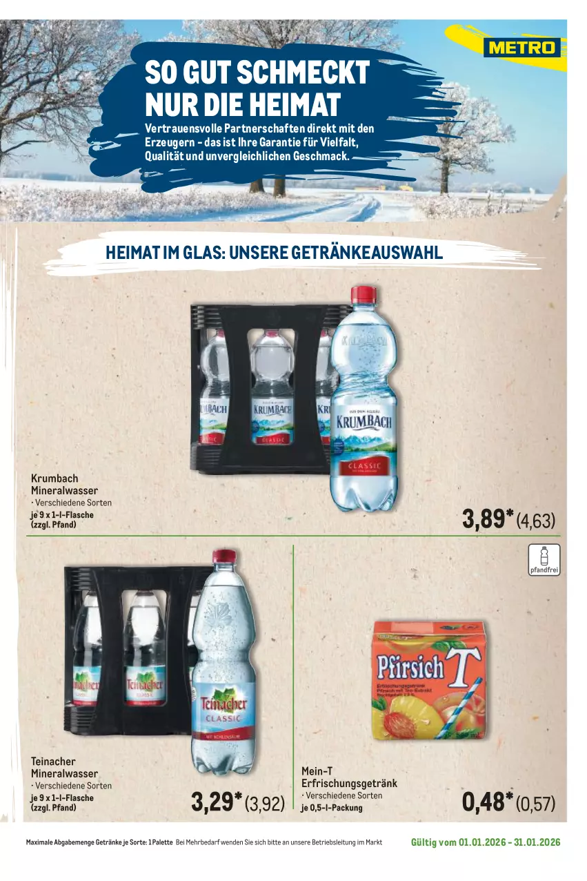 Aktueller Prospekt Metro - Regionaler Flyer - Seite 48 - von 01.01 bis 31.01.2026 - strona 113 - produkty: Alwa, erfrischungsgetränk, flasche, getränk, getränke, krumbach, mac, mineralwasser, Palette, rum, Ti, wasser