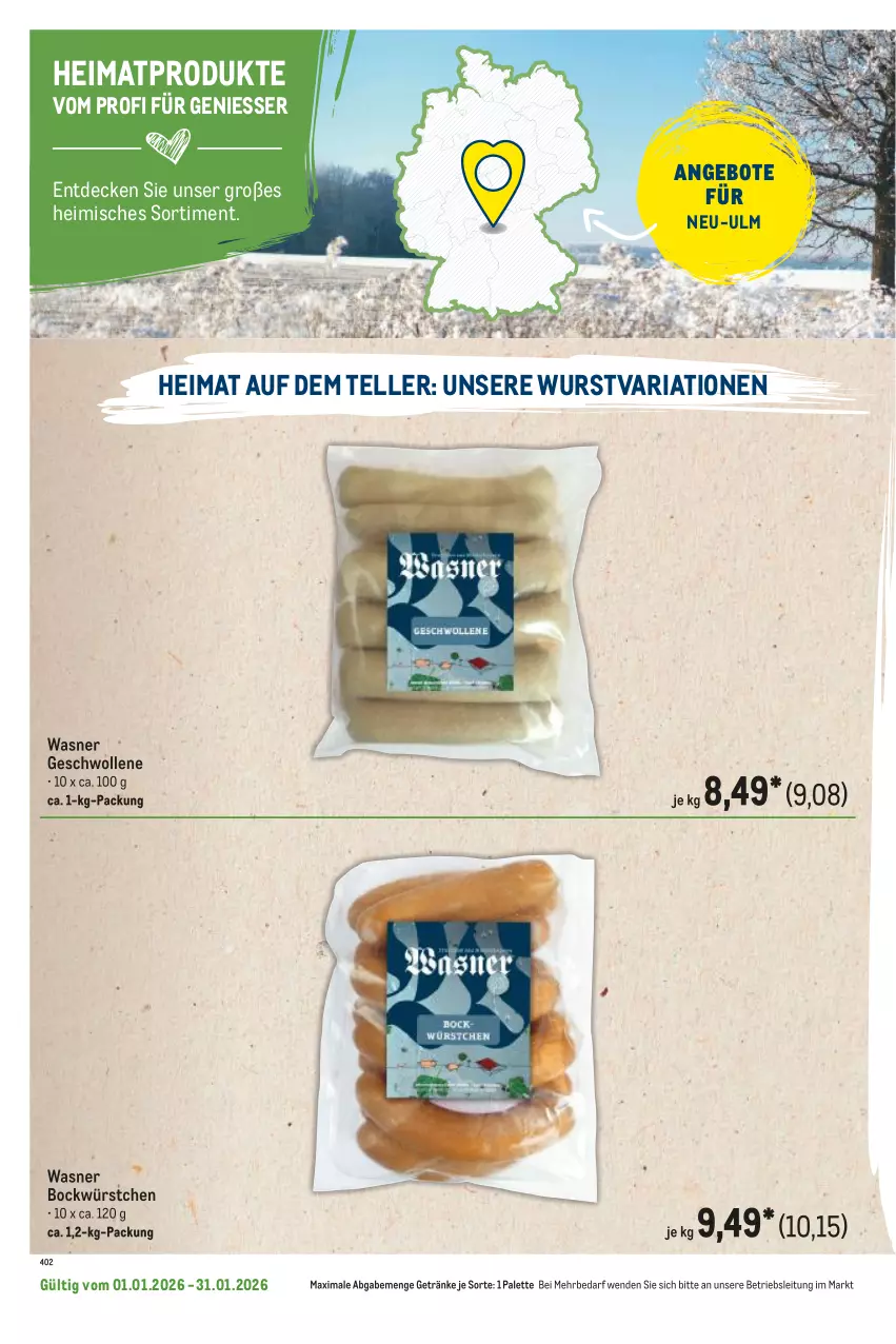 Aktueller Prospekt Metro - Regionaler Flyer - Seite 48 - von 01.01 bis 31.01.2026 - strona 118 - produkty: angebot, angebote, decke, elle, getränk, getränke, Palette, Ria, teller, Ti, wolle, wurst, würstchen