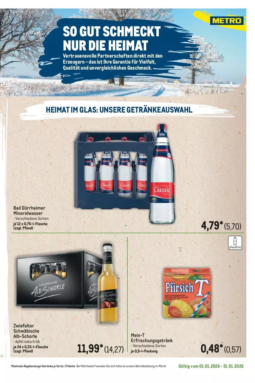 Aktueller Prospekt Metro - Regionaler Flyer - Seite 48 - von 01.01 bis 31.01.2026 - strona 123 - produkty: Alwa, apfel, Bad, eimer, erfrischungsgetränk, flasche, getränk, getränke, mac, mineralwasser, natur, Palette, schorle, Ti, wasser