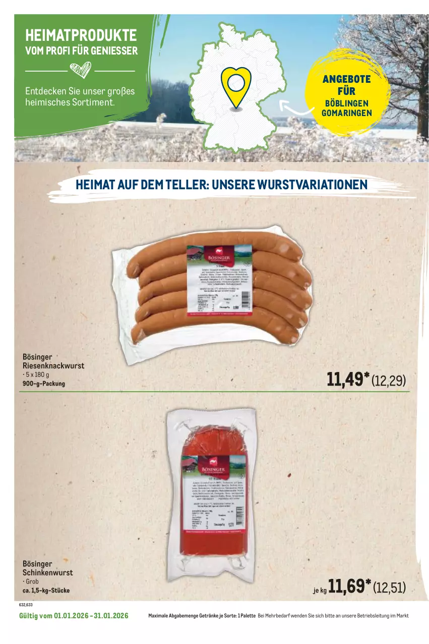 Aktueller Prospekt Metro - Regionaler Flyer - Seite 48 - von 01.01 bis 31.01.2026 - strona 126 - produkty: angebot, angebote, decke, elle, getränk, getränke, Palette, Ria, ring, schinken, schinkenwurst, teller, Ti, wurst