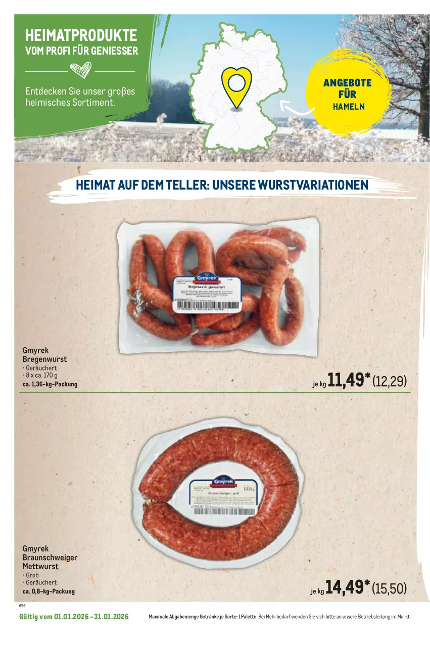 Aktueller Prospekt Metro - Regionaler Flyer - Seite 48 - von 01.01 bis 31.01.2026 - strona 18 - produkty: angebot, angebote, braun, decke, elle, getränk, getränke, Mett, mettwurst, Palette, Ria, teller, Ti, wurst