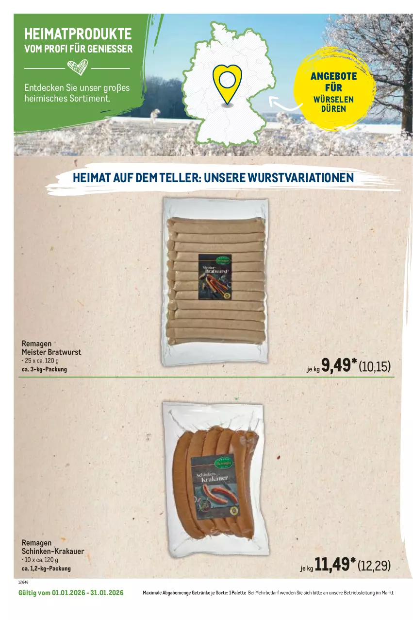 Aktueller Prospekt Metro - Regionaler Flyer - Seite 48 - von 01.01 bis 31.01.2026 - strona 24 - produkty: angebot, angebote, auer, bratwurst, decke, eis, elle, getränk, getränke, krakauer, Meister, Palette, Ria, schinken, teller, Ti, wurst