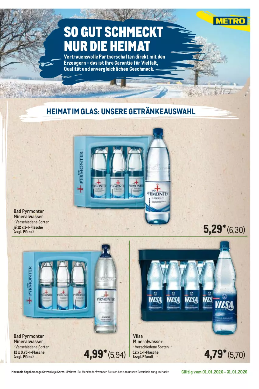 Aktueller Prospekt Metro - Regionaler Flyer - Seite 48 - von 01.01 bis 31.01.2026 - strona 29 - produkty: Alwa, Bad, flasche, getränk, getränke, mac, mineralwasser, monte, Palette, Ti, vilsa, wasser