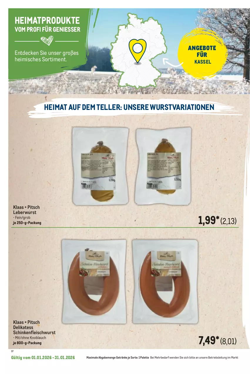 Aktueller Prospekt Metro - Regionaler Flyer - Seite 48 - von 01.01 bis 31.01.2026 - strona 4 - produkty: angebot, angebote, decke, eis, elle, fleisch, fleischwurst, getränk, getränke, je 250-g-packung, knoblauch, leberwurst, Palette, Ria, schinken, schinkenfleischwurst, teller, Ti, wurst