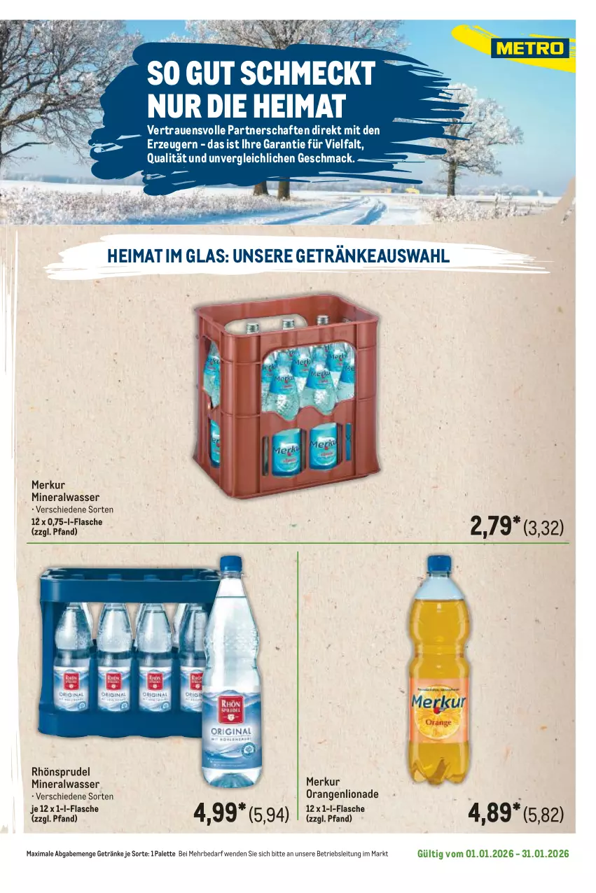 Aktueller Prospekt Metro - Regionaler Flyer - Seite 48 - von 01.01 bis 31.01.2026 - strona 5 - produkty: Alwa, flasche, getränk, getränke, lion, mac, mineralwasser, orange, orangen, Palette, RhönSprudel, Sprudel, Ti, wasser